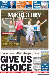 Hobart Mercury (Australia) Newspaper Front Page for 24 November 2012