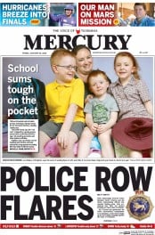 Hobart Mercury (Australia) Newspaper Front Page for 24 January 2014
