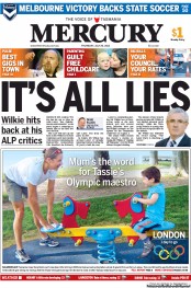 Hobart Mercury (Australia) Newspaper Front Page for 26 July 2012