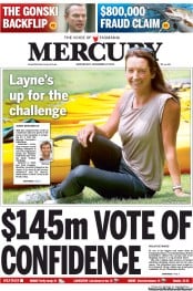 Hobart Mercury (Australia) Newspaper Front Page for 27 November 2013
