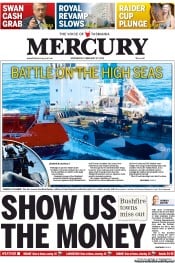 Hobart Mercury (Australia) Newspaper Front Page for 27 February 2013
