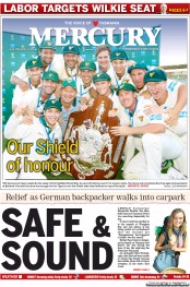 Hobart Mercury (Australia) Newspaper Front Page for 27 March 2013