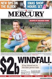 Hobart Mercury (Australia) Newspaper Front Page for 28 November 2012