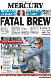 Hobart Mercury (Australia) Newspaper Front Page for 29 November 2012