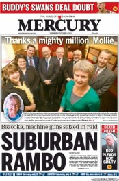 Hobart Mercury (Australia) Newspaper Front Page for 2 October 2013