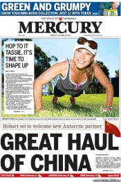 Hobart Mercury (Australia) Newspaper Front Page for 30 October 2012