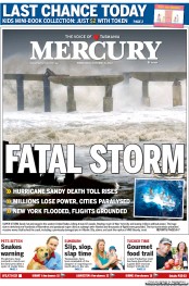 Hobart Mercury (Australia) Newspaper Front Page for 31 October 2012