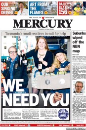 Hobart Mercury (Australia) Newspaper Front Page for 31 October 2013