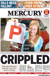 Hobart Mercury (Australia) Newspaper Front Page for 3 January 2013