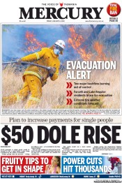Hobart Mercury (Australia) Newspaper Front Page for 4 January 2013