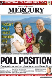 Hobart Mercury (Australia) Newspaper Front Page for 4 March 2013