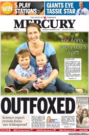 Hobart Mercury (Australia) Newspaper Front Page for 5 December 2012