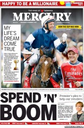 Hobart Mercury (Australia) Newspaper Front Page for 7 November 2012