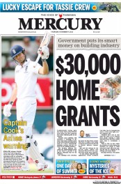 Hobart Mercury (Australia) Newspaper Front Page for 7 November 2013