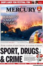 Hobart Mercury (Australia) Newspaper Front Page for 8 February 2013