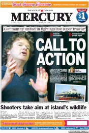 Hobart Mercury (Australia) Newspaper Front Page for 9 July 2012