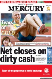 Hobart Mercury (Australia) Newspaper Front Page for 9 August 2012