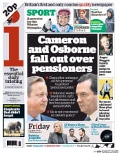 I Newspaper Newspaper Front Page (UK) for 10 January 2014