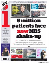 I Newspaper (UK) Newspaper Front Page for 11 March 2015