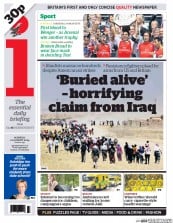I Newspaper (UK) Newspaper Front Page for 11 August 2014