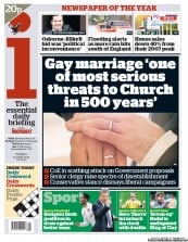 I Newspaper (UK) Newspaper Front Page for 12 June 2012