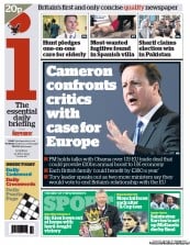 I Newspaper Newspaper Front Page (UK) for 13 May 2013