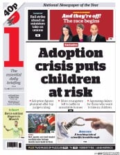 I Newspaper (UK) Newspaper Front Page for 13 May 2015