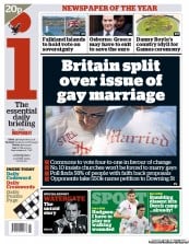 I Newspaper (UK) Newspaper Front Page for 13 June 2012