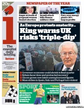 I Newspaper (UK) Newspaper Front Page for 15 November 2012
