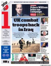 I Newspaper (UK) Newspaper Front Page for 15 December 2014
