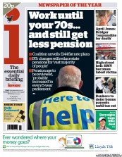 I Newspaper (UK) Newspaper Front Page for 15 January 2013