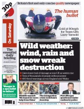 I Newspaper Newspaper Front Page (UK) for 15 February 2014