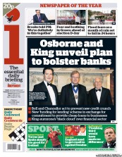 I Newspaper (UK) Newspaper Front Page for 15 June 2012