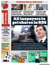 I Newspaper (UK) Newspaper Front Page for 16 February 2013