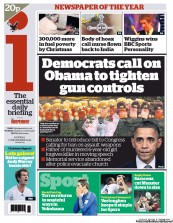 I Newspaper (UK) Newspaper Front Page for 17 December 2012