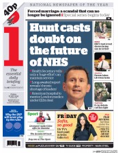 I Newspaper (UK) Newspaper Front Page for 17 July 2015