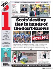 I Newspaper (UK) Newspaper Front Page for 17 September 2014