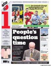 I Newspaper (UK) Newspaper Front Page for 17 September 2015