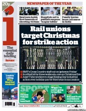 I Newspaper (UK) Newspaper Front Page for 18 December 2012