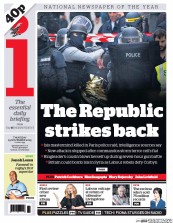 I Newspaper (UK) Newspaper Front Page for 19 November 2015