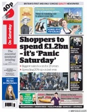 I Newspaper (UK) Newspaper Front Page for 20 December 2014