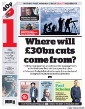 I Newspaper (UK) Newspaper Front Page for 20 March 2015