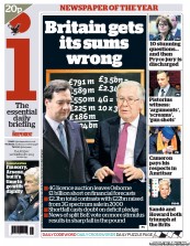 I Newspaper (UK) Newspaper Front Page for 21 February 2013
