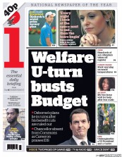 I Newspaper (UK) Newspaper Front Page for 22 March 2016