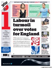 I Newspaper (UK) Newspaper Front Page for 22 September 2014
