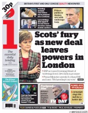 I Newspaper (UK) Newspaper Front Page for 23 January 2015