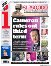 I Newspaper (UK) Newspaper Front Page for 24 March 2015