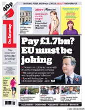 I Newspaper (UK) Newspaper Front Page for 25 October 2014
