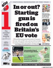 I Newspaper Newspaper Front Page (UK) for 25 May 2015
