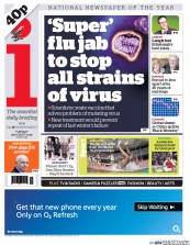 I Newspaper (UK) Newspaper Front Page for 25 August 2015